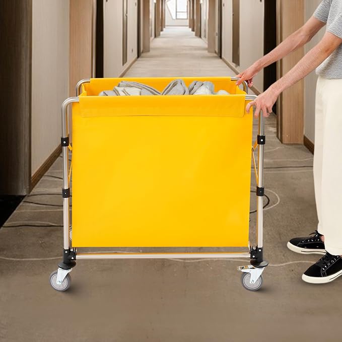 Commercial Laundry Cart with Wheels, Folding Laundry Hamper Cart, Heavy Duty - Image 3