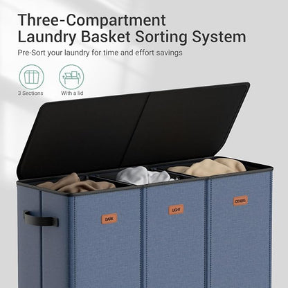185L Laundry Hamper 3 Section - Image 4