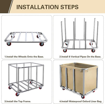 Commercial Laundry Cart with Wheels, 400L Large Industrial Laundry Cart - Image 6