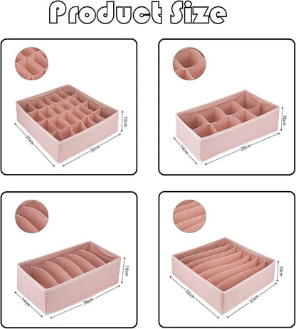 Dresser Drawer Organizer 8 Pack Clothes Underwear Sock Storage Pink Drawer - Image 2