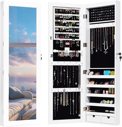 Giantex Jewelry Armoire Cabinet Wall Mounted Door Hanging, Lockable Jewelry by Giantex
