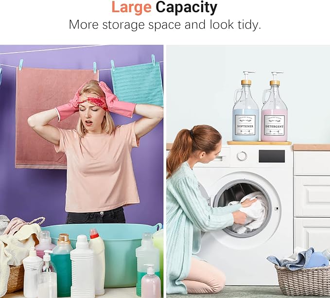 2 Pcs Glass Laundry Detergent Dispenser Bottle, Liquid Laundry Soap Dispenser - Image 5