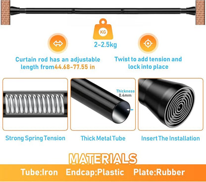 MEXAU 2 Pack Tension Curtain Rod - Image 3
