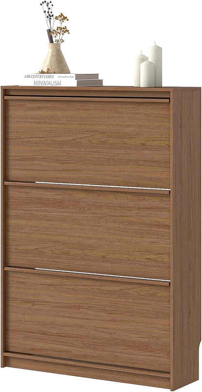 Shoe Cabinet with 3 Flip Drawers, 31.5" W Narrow Shoe Storage Cabinet - Image 9