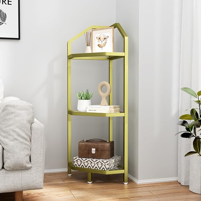 3-Tier Corner Shelf Stand, Bathroom Storage Rack Shelf, Plant Rack, Tempered - Image 6