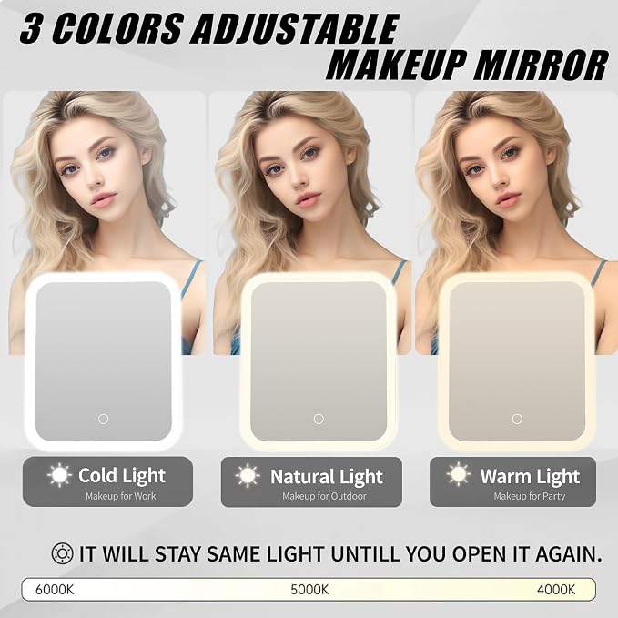Travel Makeup Bag with LED Mirror, Portable Cosmetic Case Organizer with - Image 2
