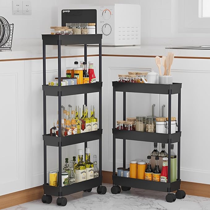 Sooyee 4 Tier Slim Storage Cart, Narrow Shelf, Mobile Shelving Unit Organizer - Image 6