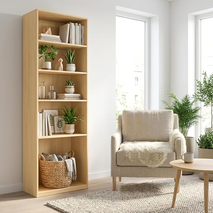 CTESNE【2026 Adjustable Shelves 5-Tier Bookcase, 71 inches, Wooden Open Display - Image 2