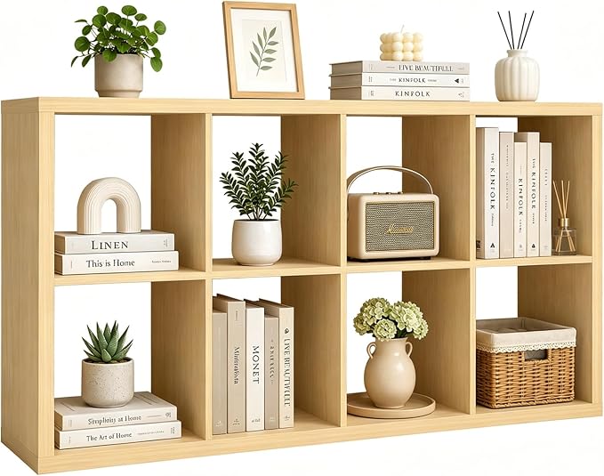 CTESNE【Wooden Thick Frame 8 Cube Storage Organizer Shelf by CTESNE