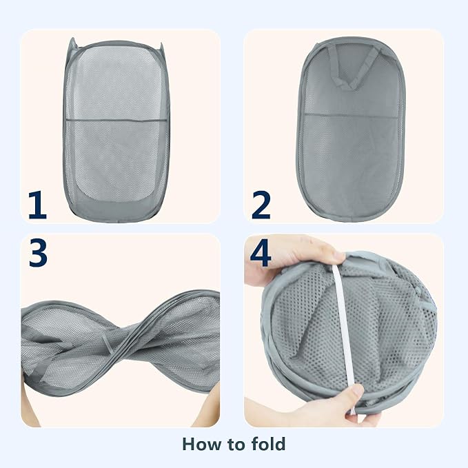 Pop Up Laundry Hamper, Mesh Laundry Basket Collapsible, Foldable Hamper - Image 3