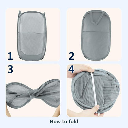 Pop Up Laundry Hamper, Mesh Laundry Basket Collapsible, Foldable Hamper - Image 3