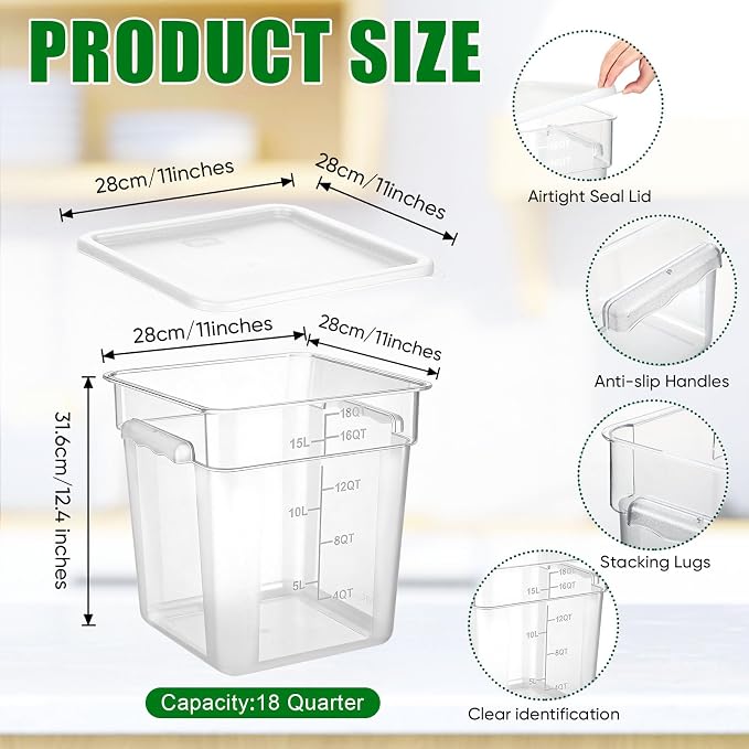 FoldTier 2 Pieces Square Food Storage Containers Polycarbonate Clear food - Image 2