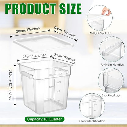 FoldTier 2 Pieces Square Food Storage Containers Polycarbonate Clear food - Image 2