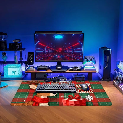 Merry Christmas-Elk Gaming Mouse Pad 31.5"x11.8"Desk Mat Anti-Slip Rubber Base - Image 9