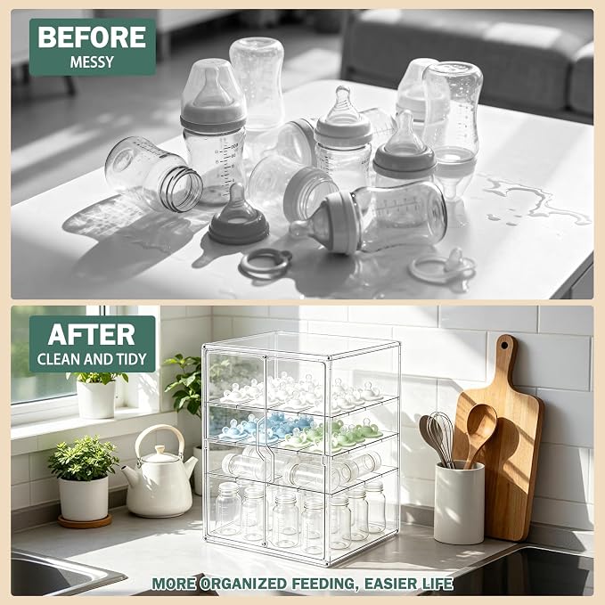 Baby Bottle Organizer, 4-Tier Large Capacity Bottle Storage - Image 3