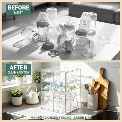 Baby Bottle Organizer, 4-Tier Large Capacity Bottle Storage - Image 3