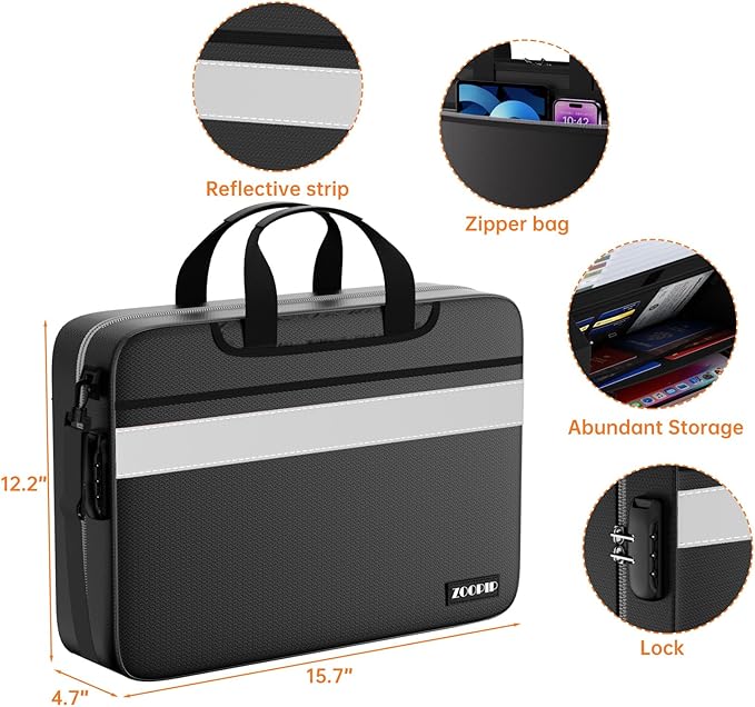 Accordion File Organizer with Lock, Fireproof Document Organizer Bag with - Image 3