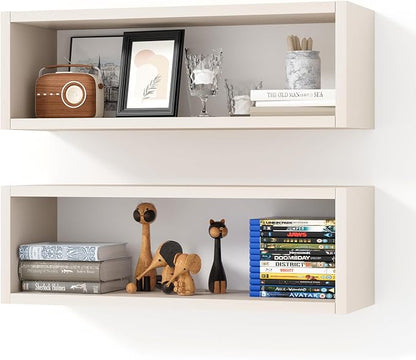 24in Floating Cube Shelves Set of 2, Display Shelves Wall Mount, Decorative by Kaboon