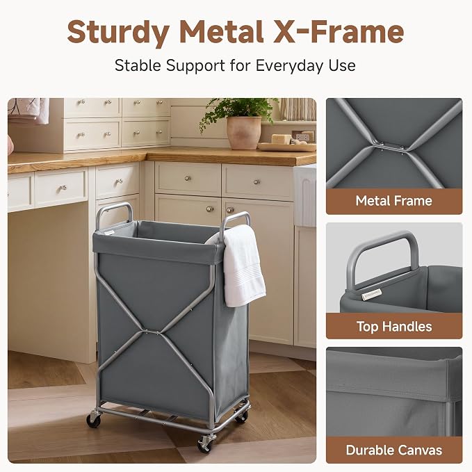StorageWorks Laundry Basket, Rolling Hamper - Image 6