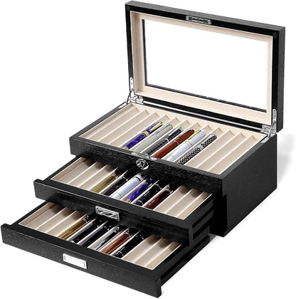 wood pen display case 36 slot Fountain pen Box storage Organizer by Besforu