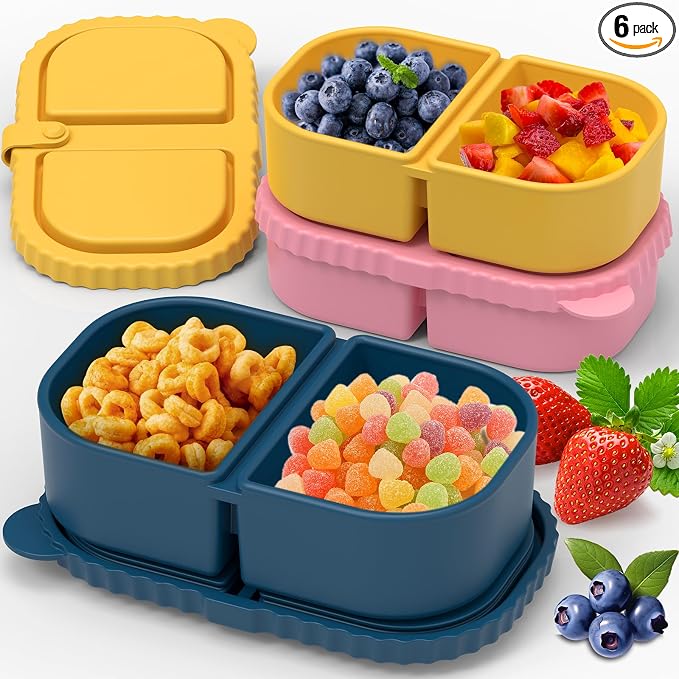 6 Pack Reusable Silicone Snack Containers by ICEROYCE