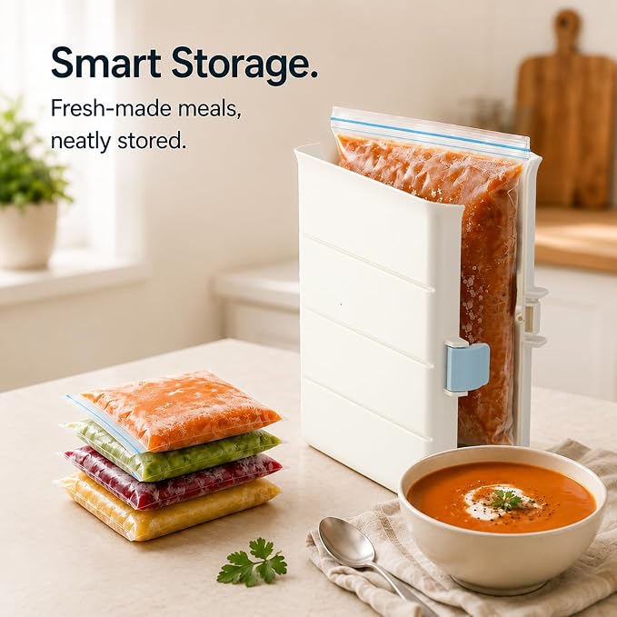 Freezer Food Block Maker, 6-Cup Freezer Bag Holder - Image 3