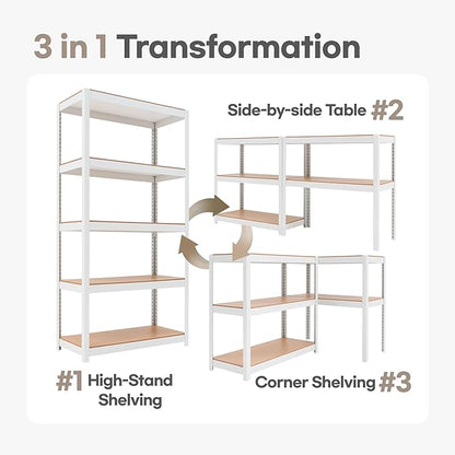 HOMEDANT House 5-Tier Laminated Metal Shelving Unit Adjustable Storage Utility - Image 8