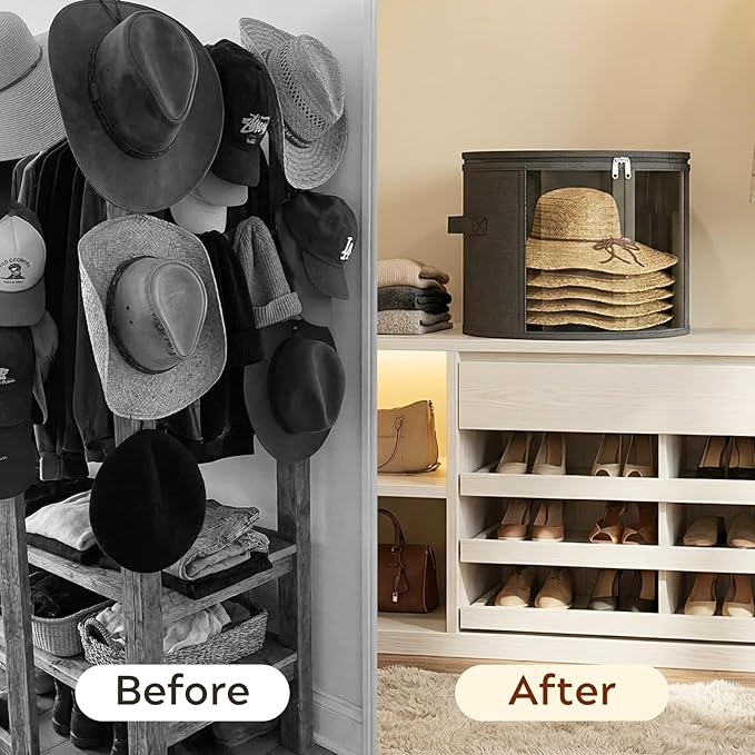 Ofiray-home Large Clear Hat Storage Boxes 2 Pack, Hold up to 7-9 Hats | Gray - Image 5