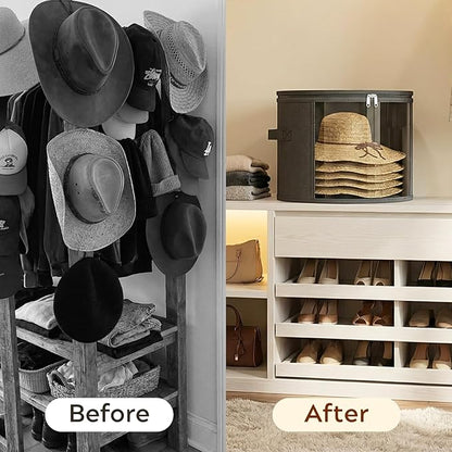 Ofiray-home Large Clear Hat Storage Boxes 2 Pack, Hold up to 7-9 Hats | Gray - Image 5