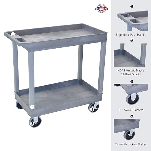 LUXOR EC11HD-G 32" x 18" Tub Cart - Image 2
