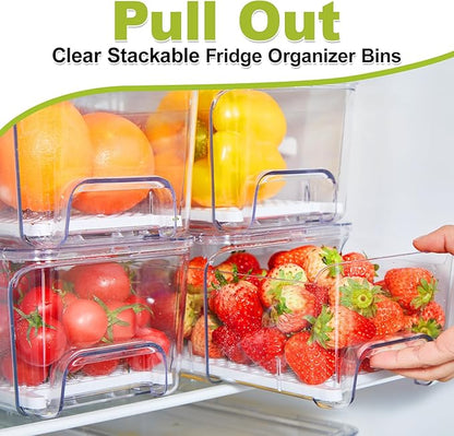 Pull Out Fridge Organizer Drawer, Stackable Refrigerator Storage Bins - Image 2