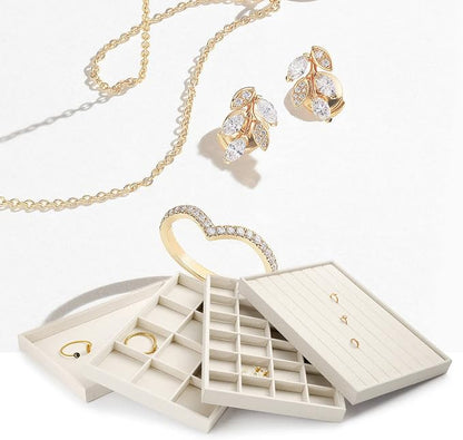 Oirlv linen Jewelry Display Trays Stackable Necklace Bracelet Ring Showcase - Image 9