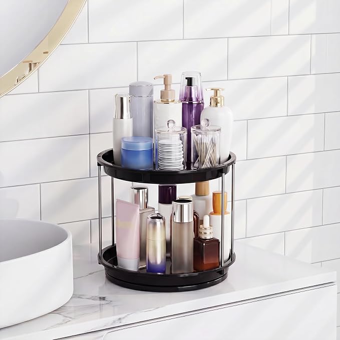 360 Rotating Makeup Organizer for Vanity, 2 Tier Cologne Organizer for Men - Image 4