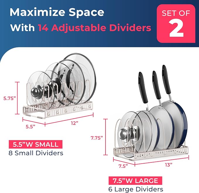 Better Things Home 14+ Dual Pan and Pot Lid Organizer Rack Set - Image 3