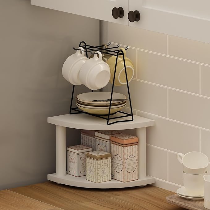 Furinno Turn-N-Tube Kitchen Countertop Organizer, 2-Tier Corner Countertop - Image 2