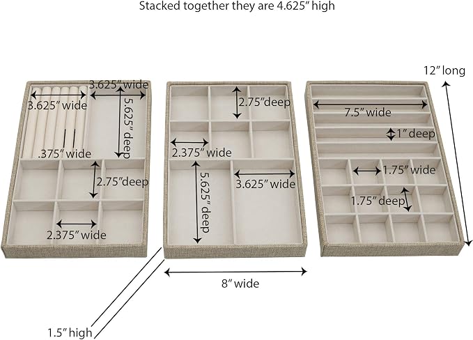 Household Essentials Stackable Jewelry Trays, 3 Varieties, Space - Image 2