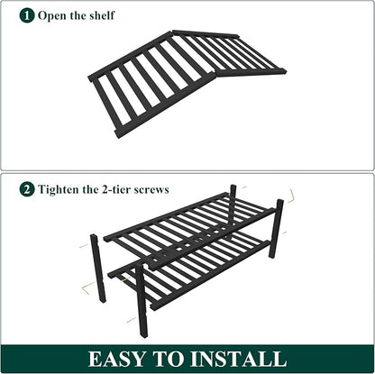 Smiry Bamboo Shoe Rack for Closet, 2 Tier Wooden Stackable Shoe Organizer - Image 6