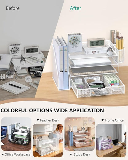 WALI Desk File Organizer, 4 Tier Desktop Paper Letter Tray Organizer - Image 6