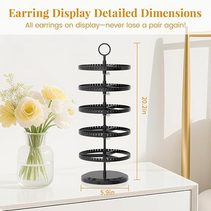 EsLuker.ly Earring Holder Organizer Rotating Stud Display Tree Rack, 5 Tier | - Image 4