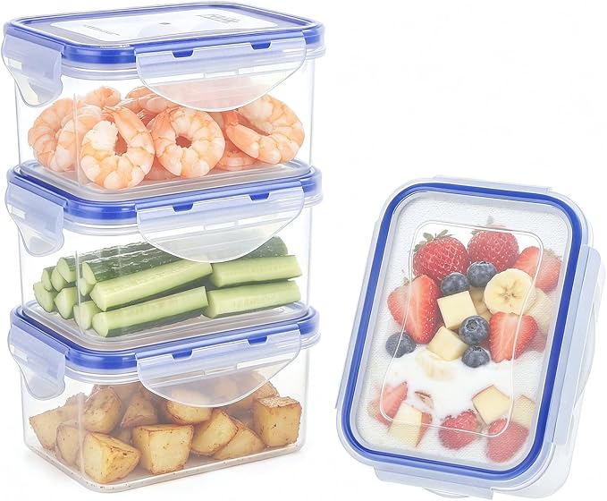 KIGI Small Food Storage Containers, 4-Sided Locking Airtight Lids, BPA-Free by KIGI