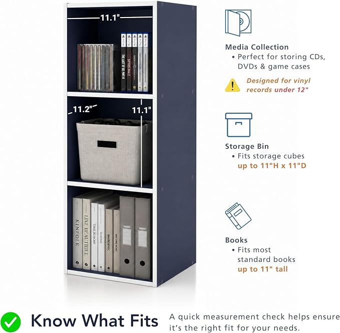 Homes: Inside + Out Apexa 3-Cube Storage Organizer Shelves, Stackable Wood - Image 6