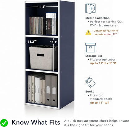 Homes: Inside + Out Apexa 3-Cube Storage Organizer Shelves, Stackable Wood - Image 6