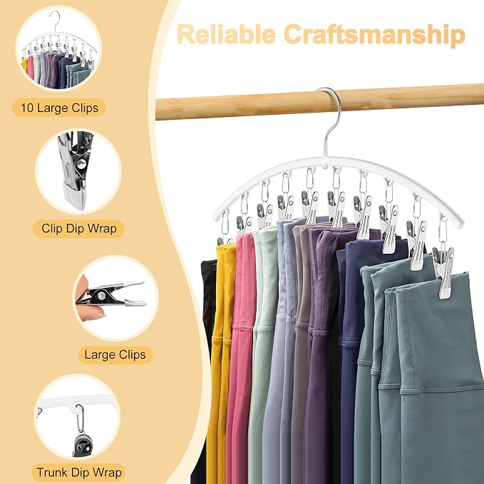 Legging Organizer for Closet, Metal Yoga Pants Hanger w/Rubber Coated 2 Pack - Image 8