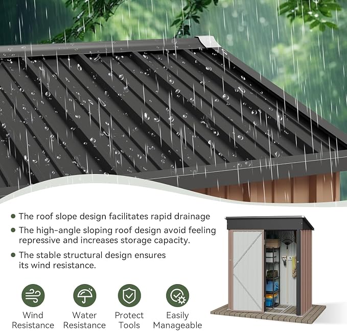 Aoxun 5’ x 2.9’ Shed Outdoor Storage Shed - Image 3