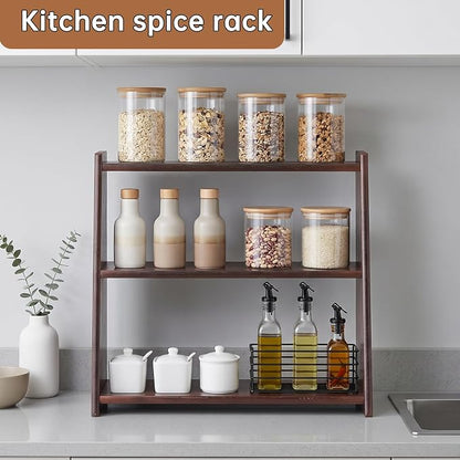 100% Solid Wood Coffee Station Organizer, Countertop Organizer | 3 Tier Spice - Image 3