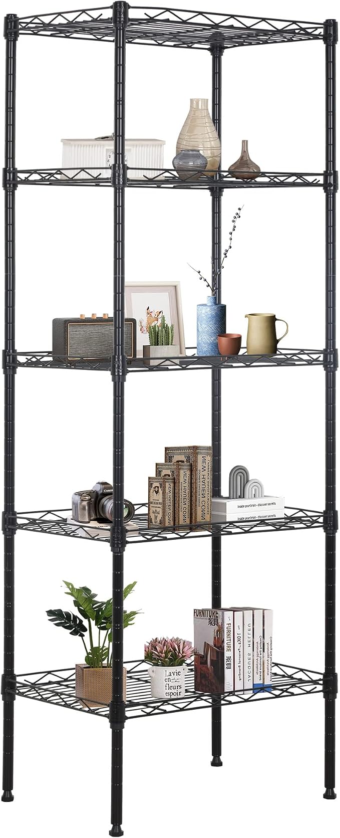 FDW 17L x 12W x 48H Wire Shelving 5 Tier Adjustable Metal Shelves NSF Pantry by FDW