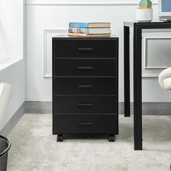 Naomi Home 5-Drawer Under Desk Rolling Storage Cart - Image 5