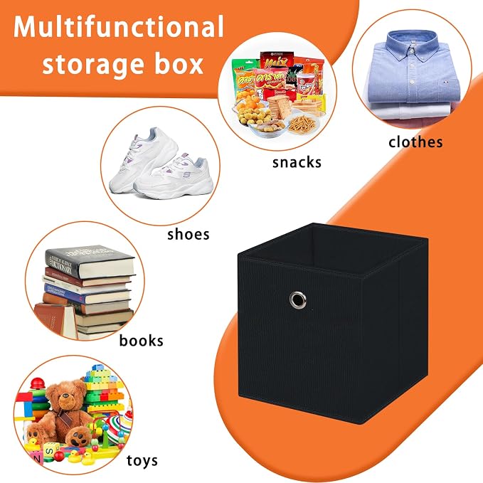Foldable Storage Cubes Bins, 11 Inch Cloth Storage Cube Fabric Storage Box - Image 3
