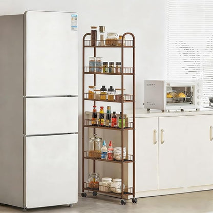6-Tier Slim Storage Cart with Wheels, 6in Narrow Rolling Shelf, Sturdy Slim - Image 5