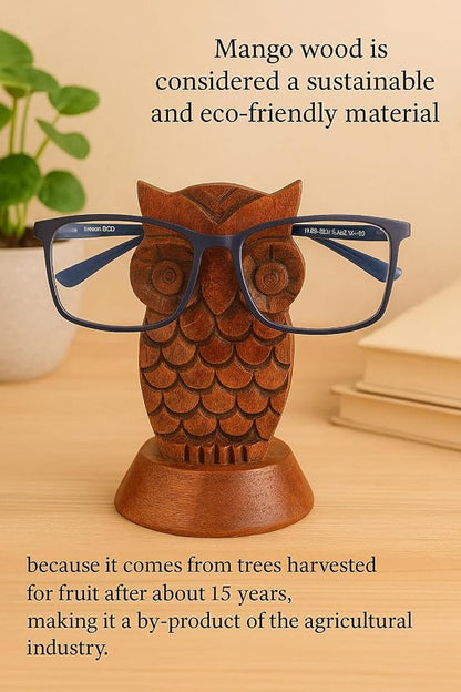 Stocking Stuffers Wooden Owl Glasses Holder Night Stand Reading Eyeglass - Image 3